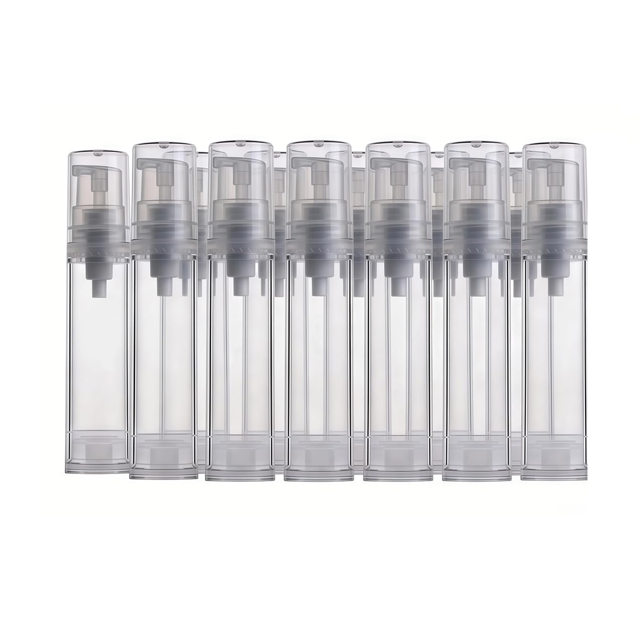 Elandy 12Pcs Portable Empty Refillable Clear Plastic Airless Vacuum Pump Bottle Cosmetic Make-up Cream Lotion Sample Packing Toiletries Liquid Storage Container Vial Jars(10ml/0.34oz)