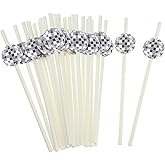 Vesici 100 Pcs Disco Ball Straws 70s Glittery Silver Ball Paper Straws Wedding Birthday Party Disposable Disco Decorations for 70s Retro Theme Bachelorette Party Supplies 0.24 x 7.76 Inches