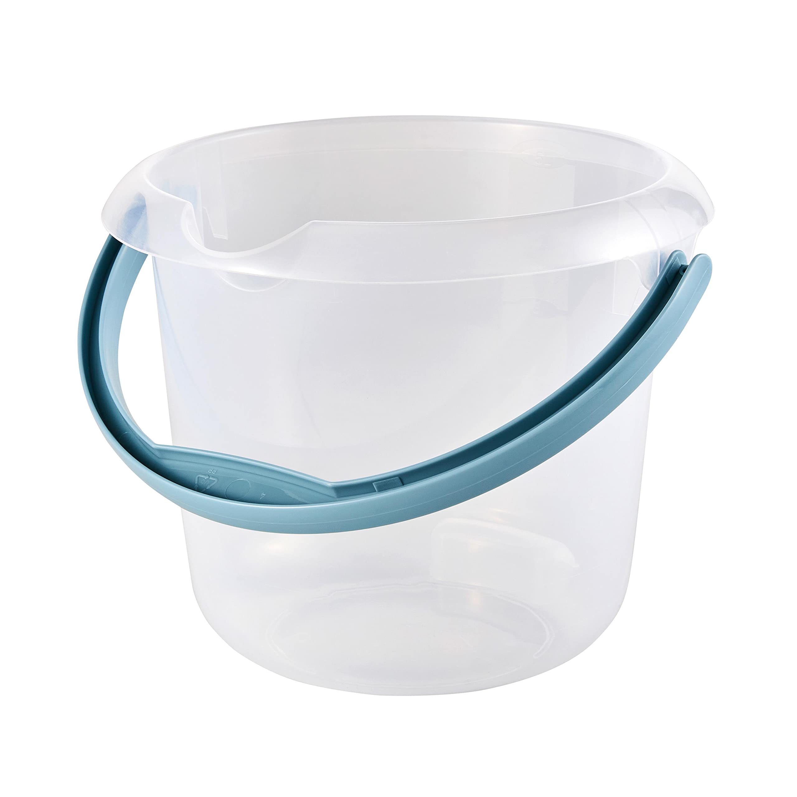 keeeper Bucket with Integrated Measuring Scale and Ergonomic Handle, 5 Litre, Mika, Natural Transparent