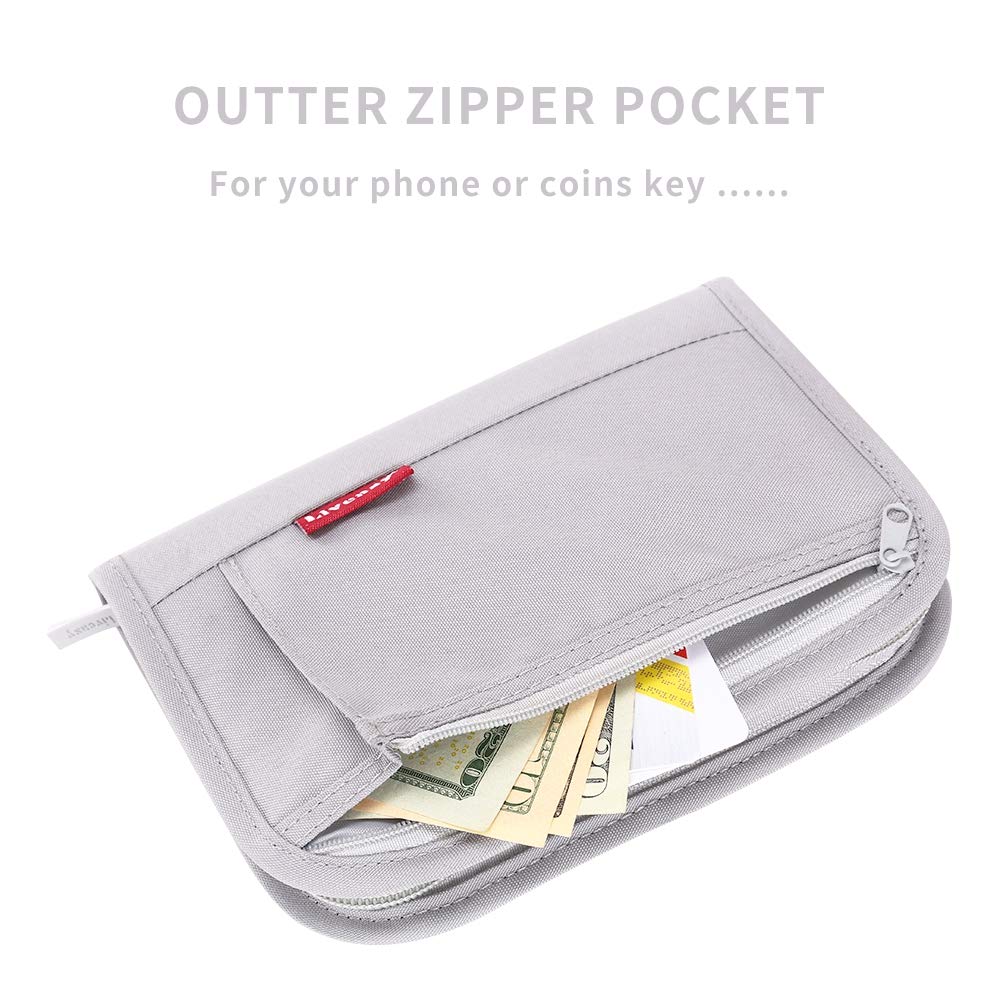 Liveasy Portable Passport Wallet, Travel Document Organizer, Passport Bag, Cash Holder, Credit Card Purse, Made with Durable Waterproof Nylon Fabric (Cherry Red)