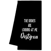 Noaleviax Funny Sarcastic Kitchen Towels - Black and White Kitchen Decor, Funny Saying Gifts for Women, Adult Humorous Decorative Dish Towels Dishcloth, 16x24 Inch
