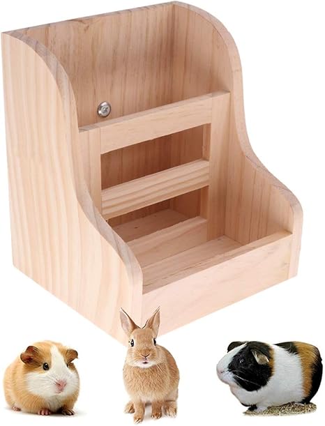 Amazon Com Rabbit Hay Feeder 2 In 1 Wooden Food Manger For Bunny