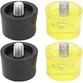 4 Pcs Rubber Hammer Replacement Striking Head Yellow Black Plastic Mallet Head Tips Set(&Phi;25mm)