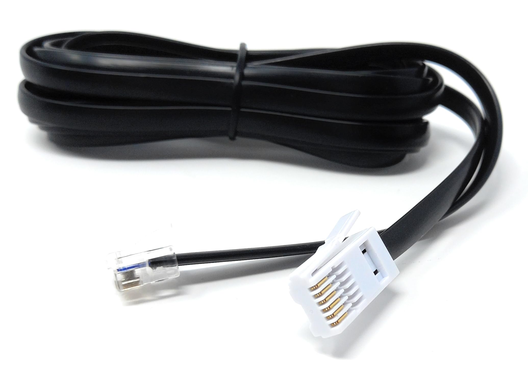 DRUT 3m BT 631A Plug to RJ12 6P6C Plug Lead, 6 Wire Telephone Line Cord, Broadband Modem Router Cable (10ft, Black)