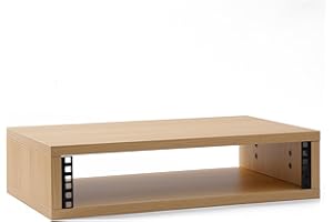 AcouZen Desktop Studio Rack – 2U/3U/4U Wooden 19-Inch Rack for Studio Gear, Natural or Walnut Engineered Wood, Tabletop Mount for Audio Equipment(Natural Finish, 2U)