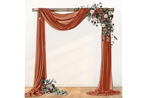 Loopiske 2 Panels Terracotta Fall Wedding Arch Draping Fabric 29" × 6.5 Yards Sheer Backdrop Curtains Chiffon Drapery for Thanksgiving Wedding Ceremony Birthday Party Ceiling Outdoor Decor