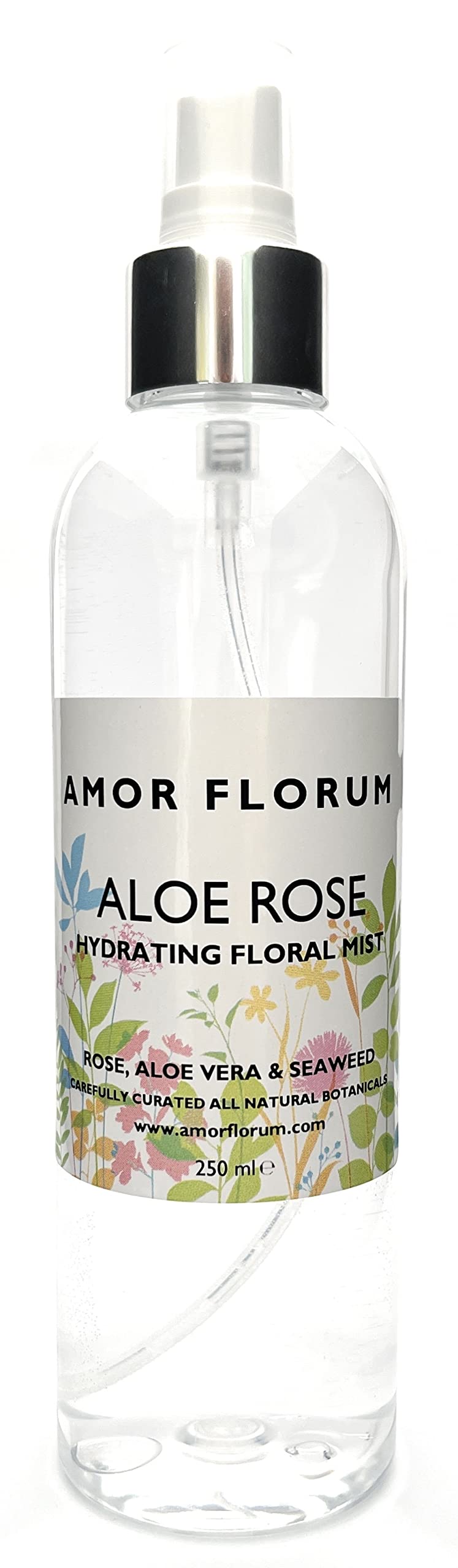 Amor Florum - Aloe Rose Hydrating Floral Mist - 99% Natural. Aromatic Cleanser, Toner, Primer, to Soothe, Scent and Refresh. 250ml.