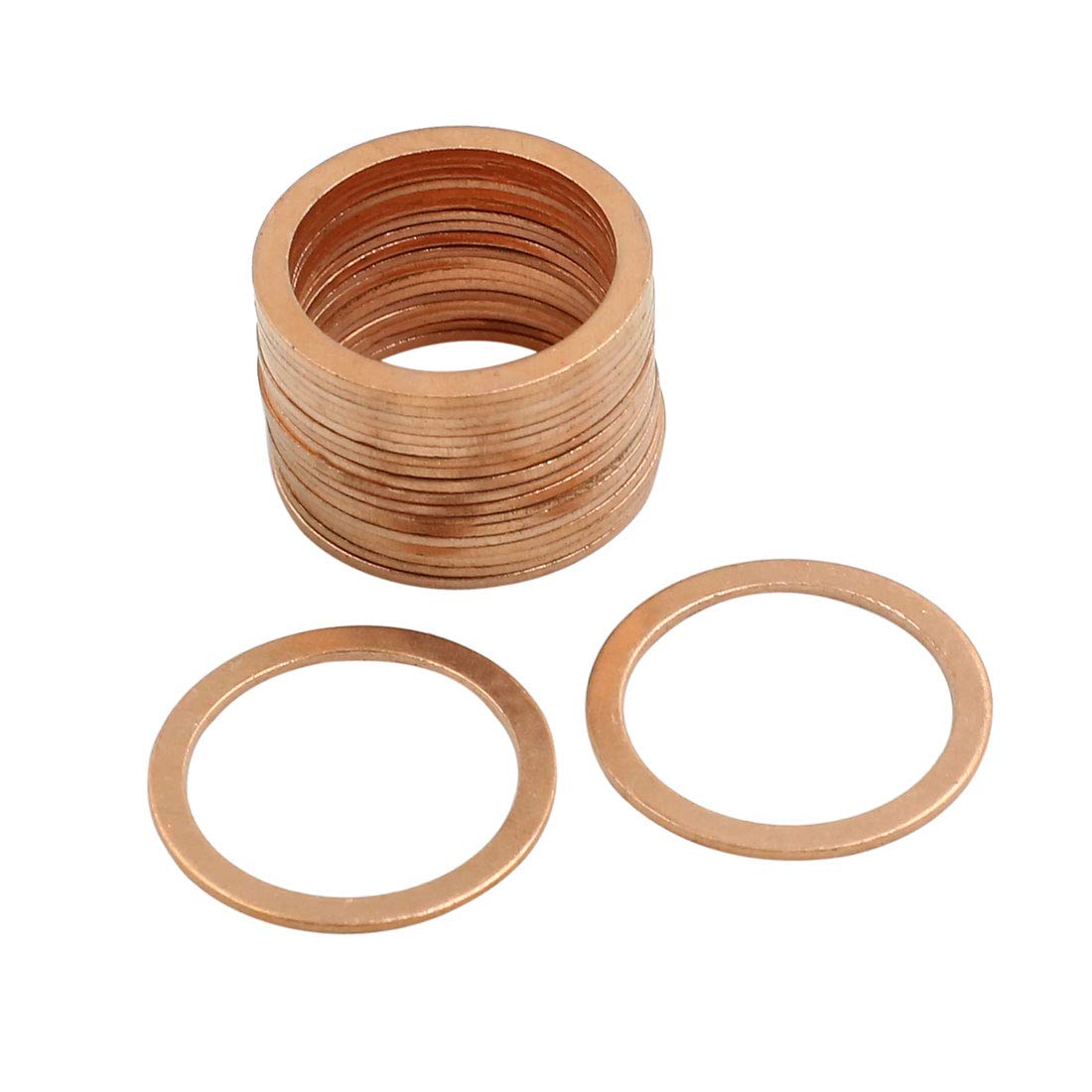X AUTOHAUX 20pcs 21mm Inner Diameter Copper Washers Flat Sealing Gaskets Rings