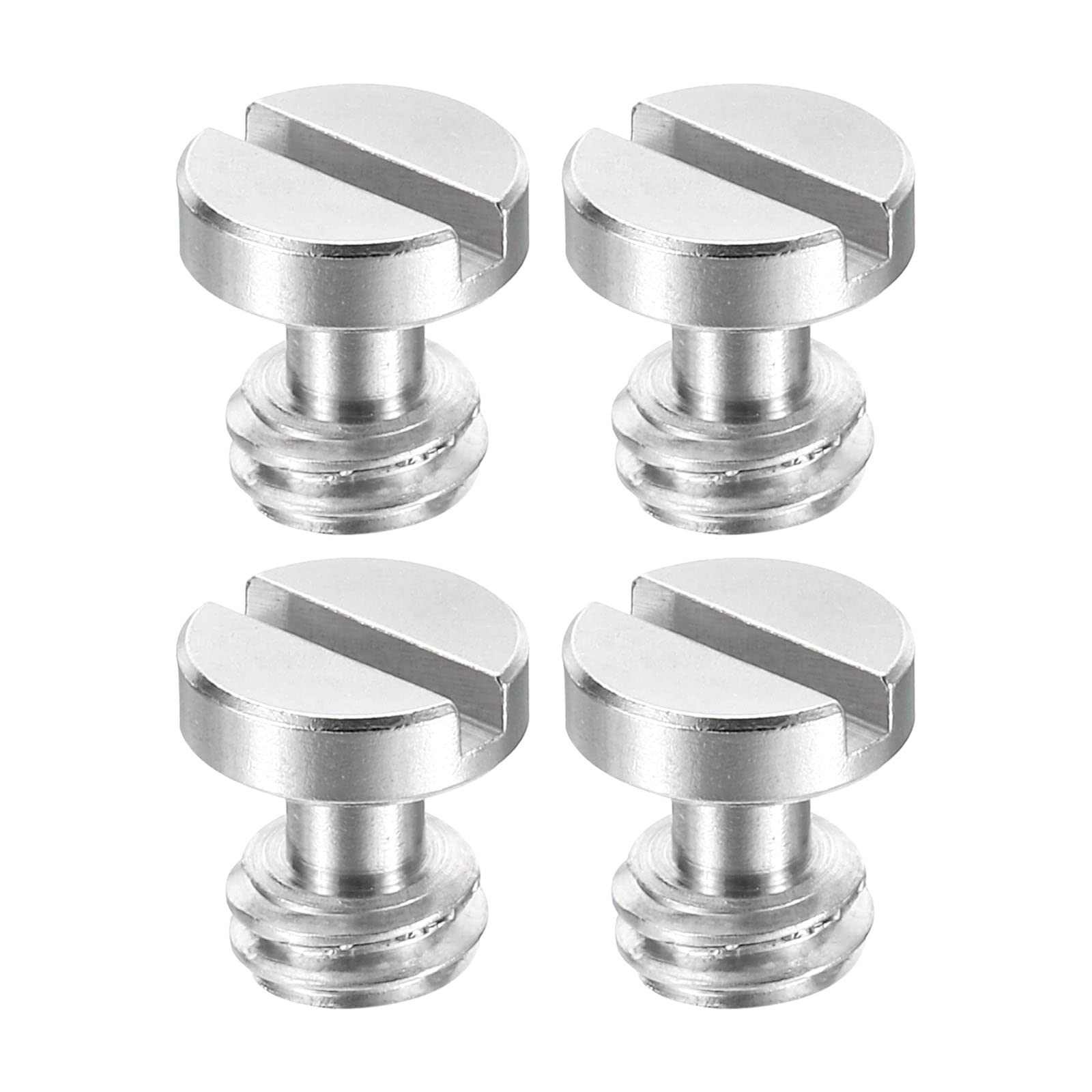 PATIKIL 3/8"-16 Thread 13mm Length Camera Quick Release Screw Tripod Screw, 4 Pack Stainless Steel Flat Slot Screws for DSLR Camera Rig Accessories, Silver