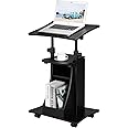 VINGLI Lectern Podium Stand, Mobile Height Adjustable Church Classroom Lecture, Portable Presentation Concert Podium, Reading or Laptop Desk with Edge Stopper, Black
