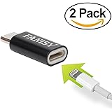 Lightning to USB Type-C Adapter 2-Pack, FANISY 8-Pin Lightning Female to Type C(USB C) Male Charge and Sync Adapter for Galaxy S8/S8 Plus, all Type C Devices via Lightning Cable- Black