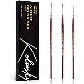Golden Maple Kolinsky Sable Miniature Paint Brushes, Size 00, 0, 1 | Professional Fine Detail Paint Brushes, Round Point Paint Brush for Miniatures, Watercolor Details, Figures &amp; Acrylic