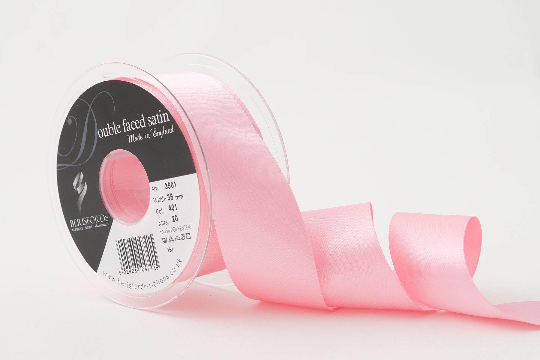 Berisfords Double FACE Poly Satin Ribbon, Dark Rose, 35 mm โ image 1