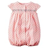 Carters Baby Girls 1-piece Print Snap-Up Romper (6 Months, Orange Medallion)