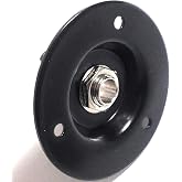 Black Speaker Amp Jack Plate, 2 inch Round Metal with 1/4 inch Switchcraft #11 Jack