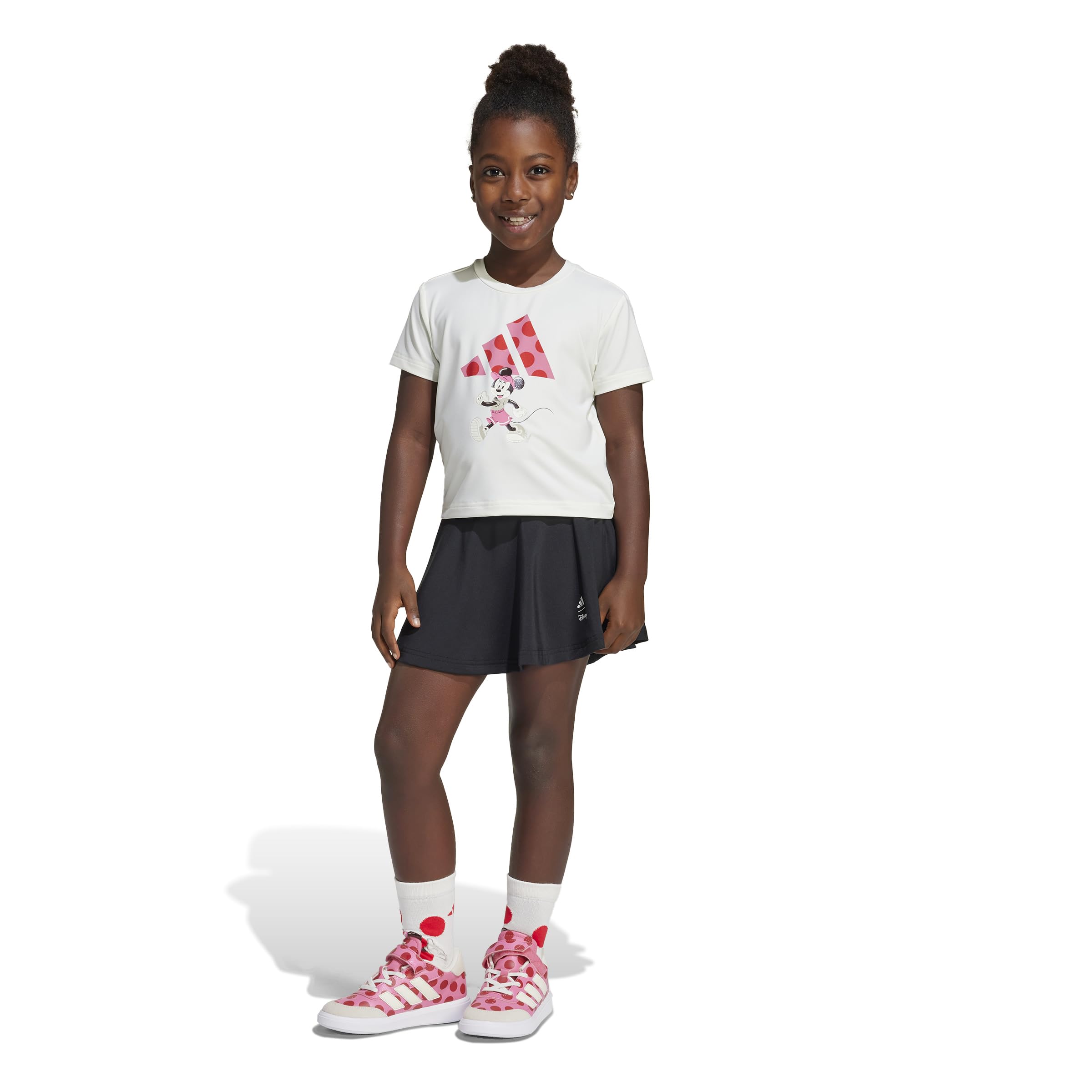 Adidas Girls Adidas x Disney Minnie Mouse Sportswear T-Shirt Set, Off White/Pink Fusion/Pure Ruby, Small