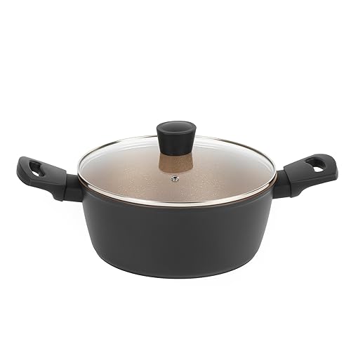 Russell Hobbs RH01670BEU Opulence 24 cm Stockpot - Non-Stick Casserole Pot with Tempered Glass Lid, Induction Hob Suitable, Forged Aluminium Cookware, Dishwasher Safe, Metal Utensil Safe, Gold