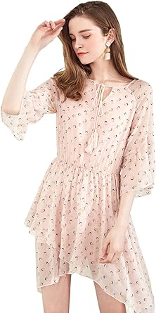 pink floral chiffon dress