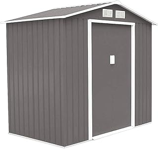 HATTORO Metall Gerätehaus Verschiedene Größen Geräteschuppen Garten Schuppen Gartenhaus Hellgrau (S100)