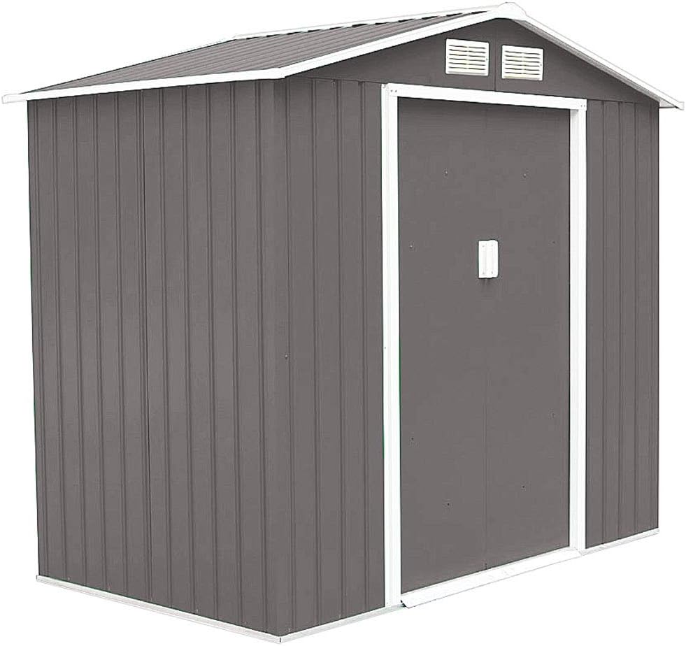 HATTORO Metall Gerätehaus Verschiedene Größen Geräteschuppen Garten Schuppen Gartenhaus Hellgrau (S100)