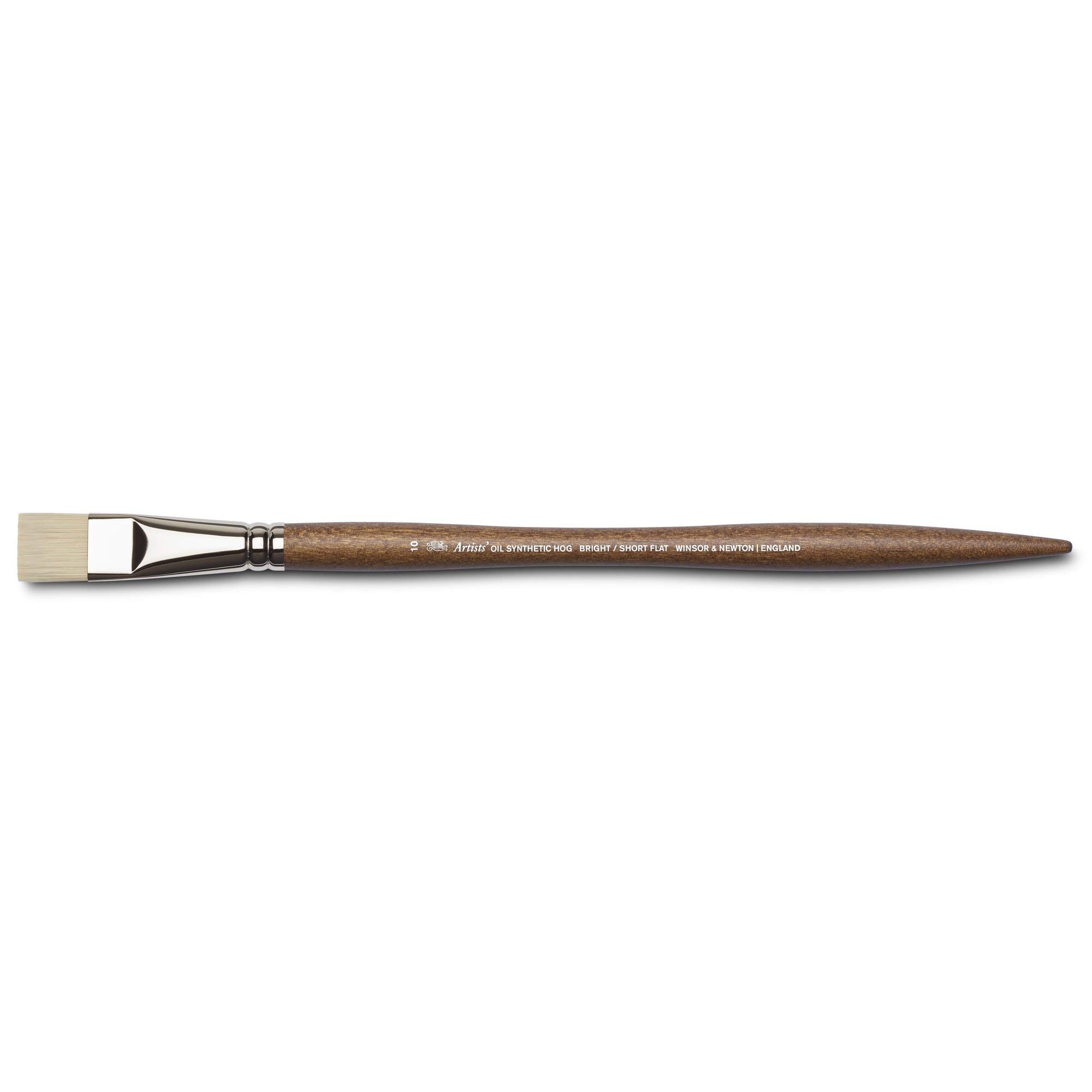 Winsor & Newton Oil Painting Brush, Animal Synthetic Hair, Brown, Nr. 10-Flachpinsel, kurzer Stiel