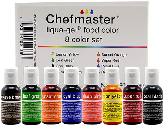 Amazon Com Chefmaster Liqua Gel Food Coloring Fade Resistant Food Coloring 8 Pack Vibrant Eye Catching Colors Easy To Blend Formula Fade Resistant Grocery Gourmet Food