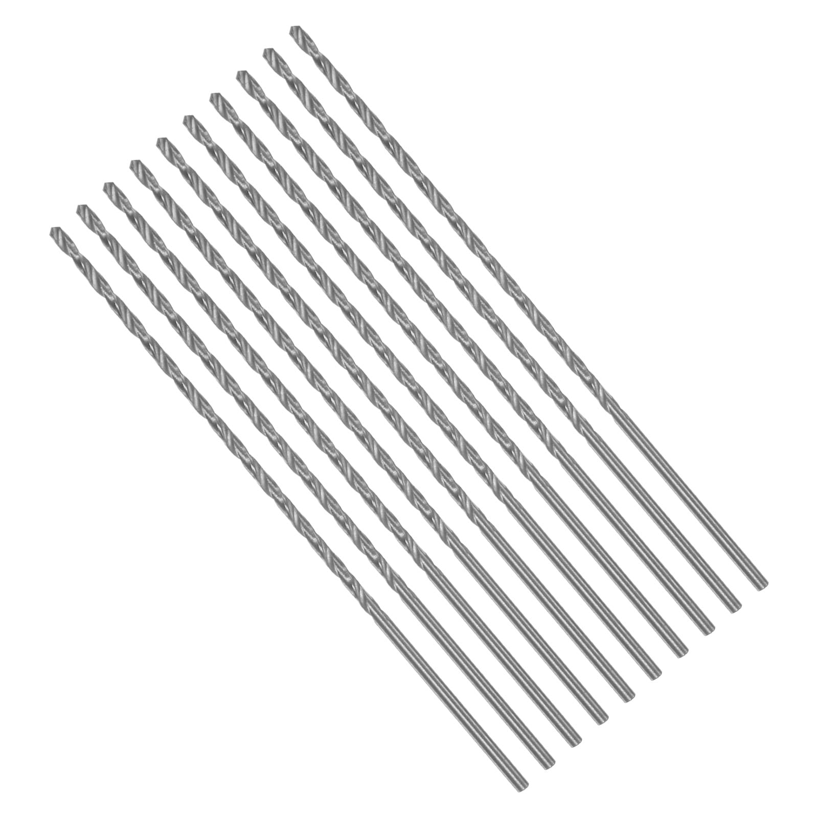 CoCud Long Twist Drill Bits, 2mm Cutting Diameter 0.08" Shank 2.36" Blade Length, High-Speed Steel Jobber Bit Set (Applications: for Metal Wood Plastic), 10-Pieces