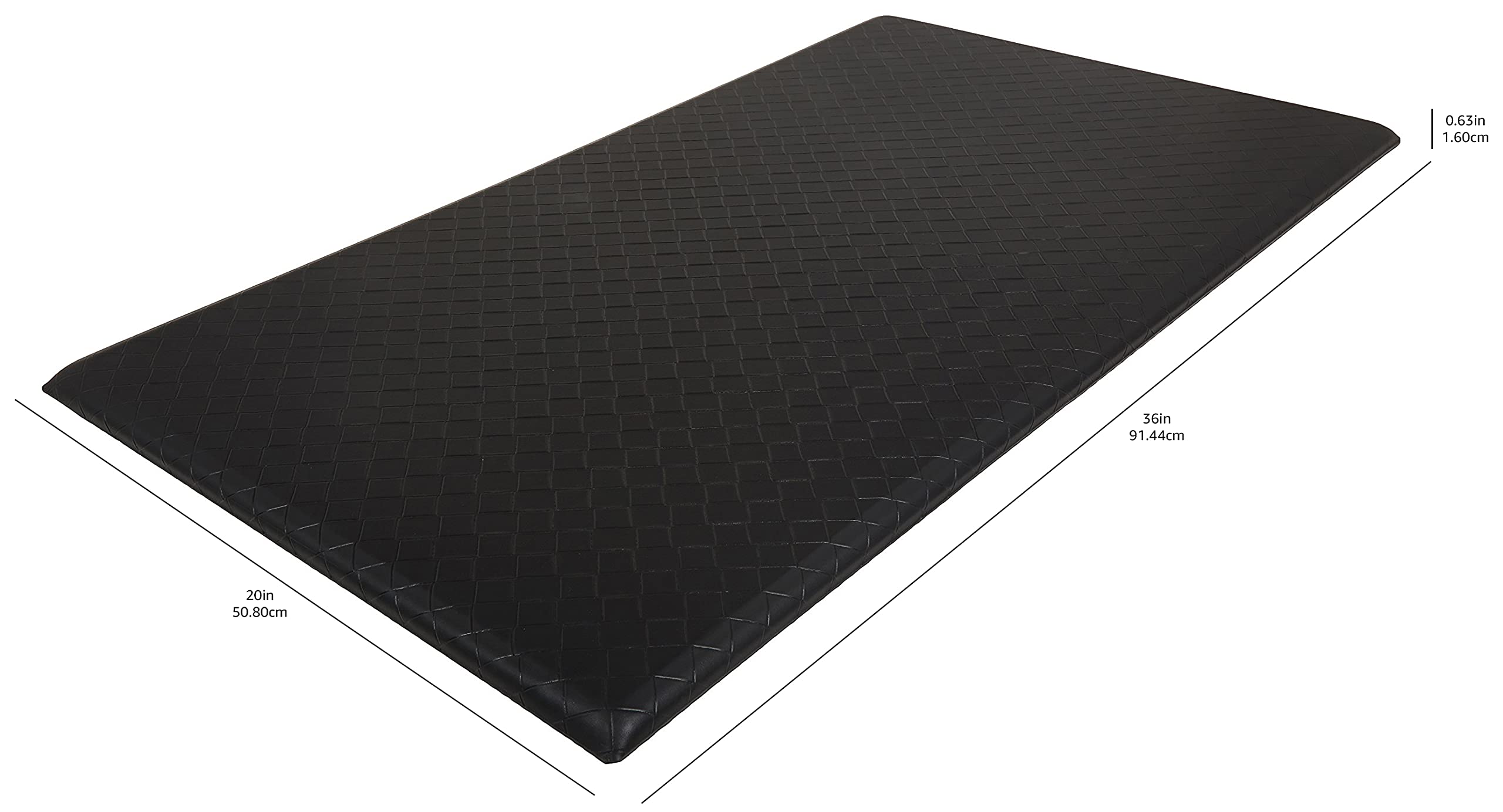 Amazon Basics Anti-Fatigue Standing Mat, Non-Slip, Comfort Mat for Home and Office, 20W x 36L x 0.6Th in, Black, 1-Pack