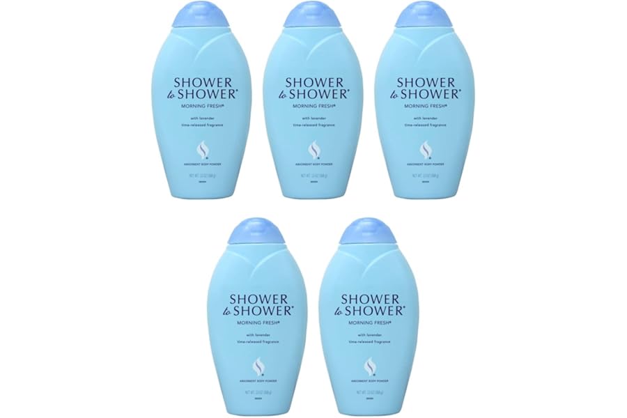 Shower to Shower Absorbent Body Powder Morning Fresh – 13 oz, Pack of 5