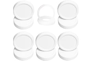 10 Counts Canning Lids, White Plastic Mason Jar Lid for Wide Mouth(86mm) With Silicone Seal Ring, Leak Proof(86mm(10PCS)