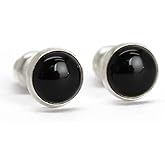6mm Gemstone Stud Earrings for Women and Girls, Round Bezel 925 Sterling Silver