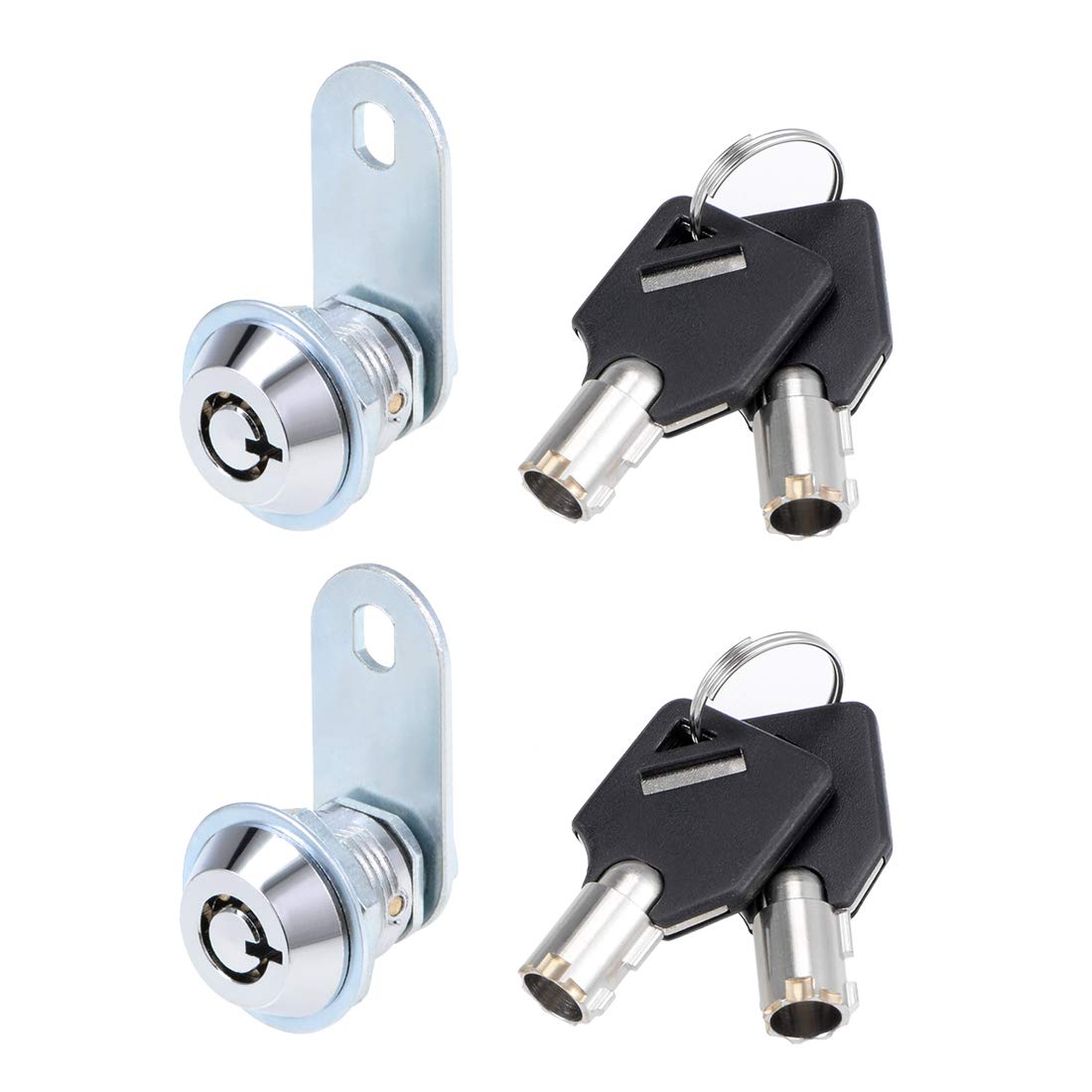 sourcing map Tubular Cam Lock, 5/8" Cylinder Length, Fits on 3/8" Max Panel Thickness, Chrome Finish Keyed Different 2Pcs