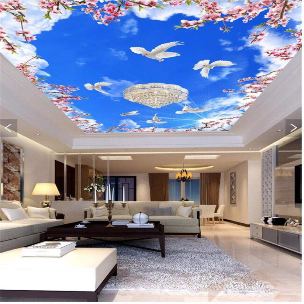 Amazon Com Pbldb Custom 3d Wallpaper Dove Flower Blue Sky Ceiling