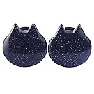 Organic Blue Sandstone Cute Cat Ear Stretching Plugs Gauge 00g, Sold as Pair