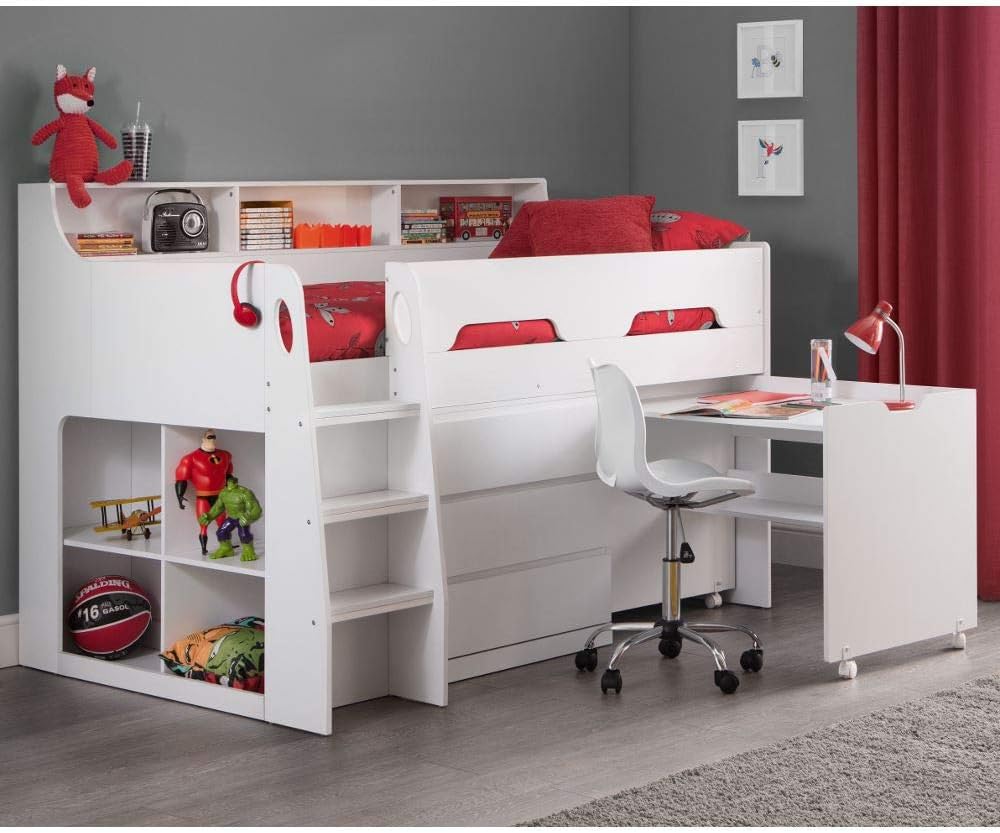happybeds Jupiter Mid Sleeper Kids Bed with Storage & Orthopaedic Mattress