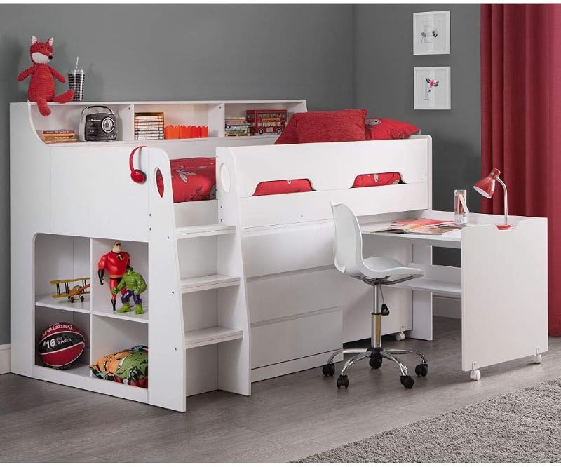 happybeds Jupiter Mid Sleeper Kids Bed with Storage & Orthopaedic Mattress