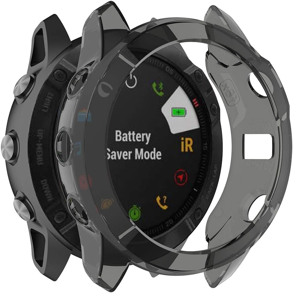 Disscool TPU Case Cover for Garmin Fenix 6X, Soft Anti Drop TPU Protective Case Cover Skin for Garmin Fenix 6X(TPU Black)