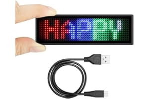 LED Name Badges, OUHL Upgraded Name Tag Cellphone Programmable Rechargeable Business Badges with Magnet Pin Mount Multicolored Not RGB