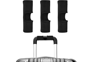 TIXIPEM Luggage Handle Wrap [3PCS] - Neoprene Luggage Identifiers Hollow Design Use for Push-Button Luggage Suitcase & Trolley Case - [Black-6IN/15CM] Comfort Grip Handle Cover