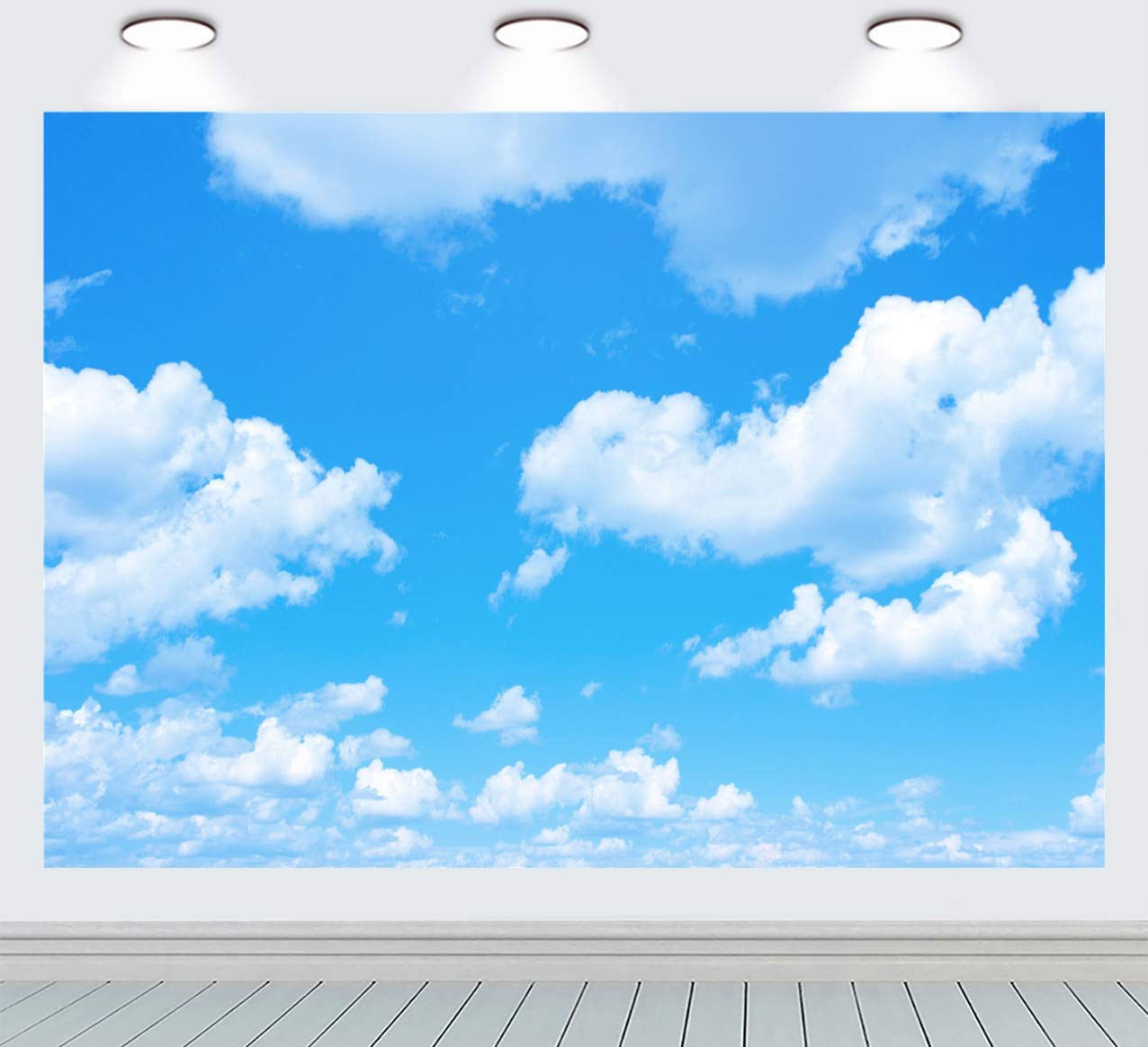 RUINI Blue Sky White Clouds Scene Photo Background Sunshine Sky Clouds Theme Photography Backdrop Photo Booth Wedding Party Decoration Background (7x5FT)