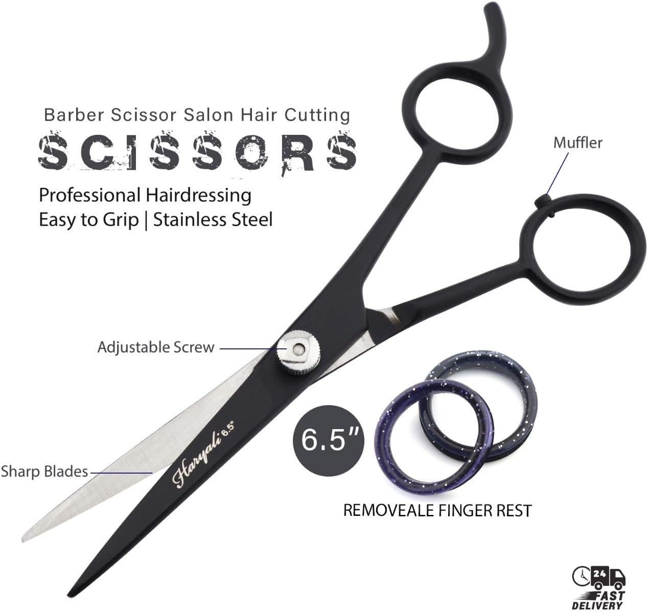 Haryali London Professional 6.5" Hairdressing Barber Scissors Hair Cutting Salon Shears with Adjustable Screw for Men and Women - Image 3