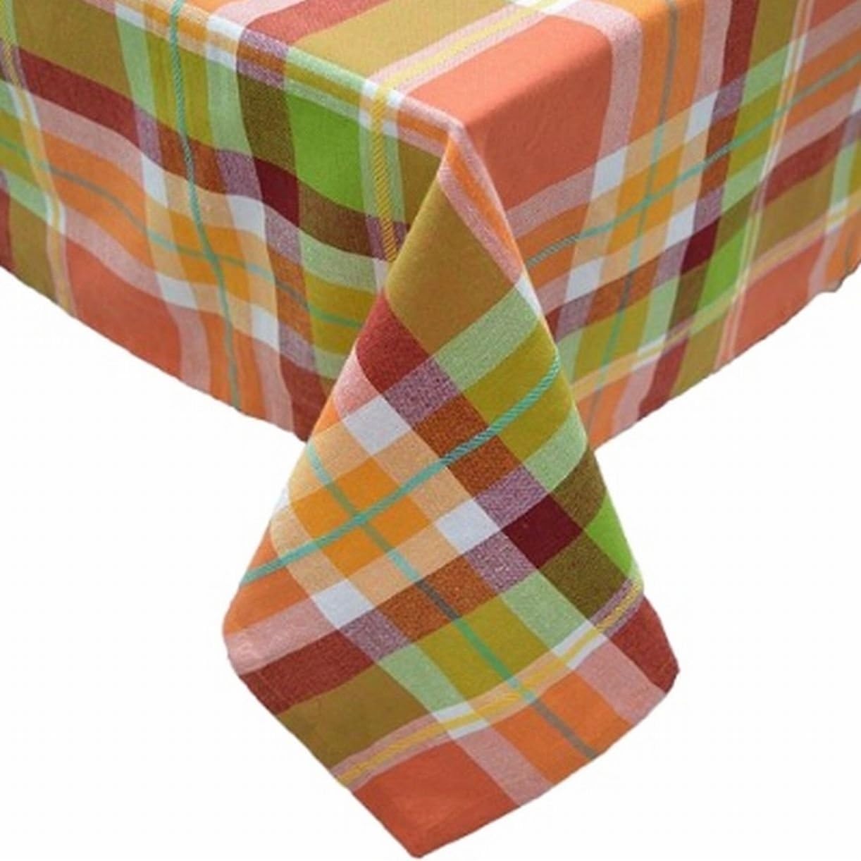 Celebrate Fall Autumn Plaid Tablecloth Fabric Table Cloth 60x84 Ob