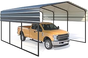HOMMOW 10'x15' Heavy Duty Carport, Multi-Purpose Shade with Galvanized Steel Roof, Upgraded Extra Large Metal Garage for Car, Boats and Tractors, Car Shelter and Shade