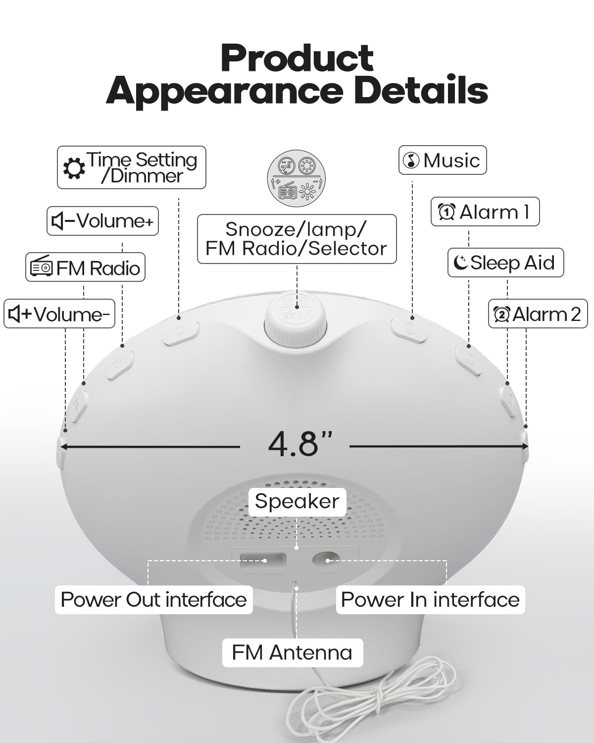 Sunrise Alarm Clock for Heavy Sleepers, Wake Up Light with Sunrise/Sunset Simulation, Dual Alarms & Natural Sounds, Snooze & Sleep Aid, FM Radio, 7 Colors Night Light for Bedroom, Ideal for Gift