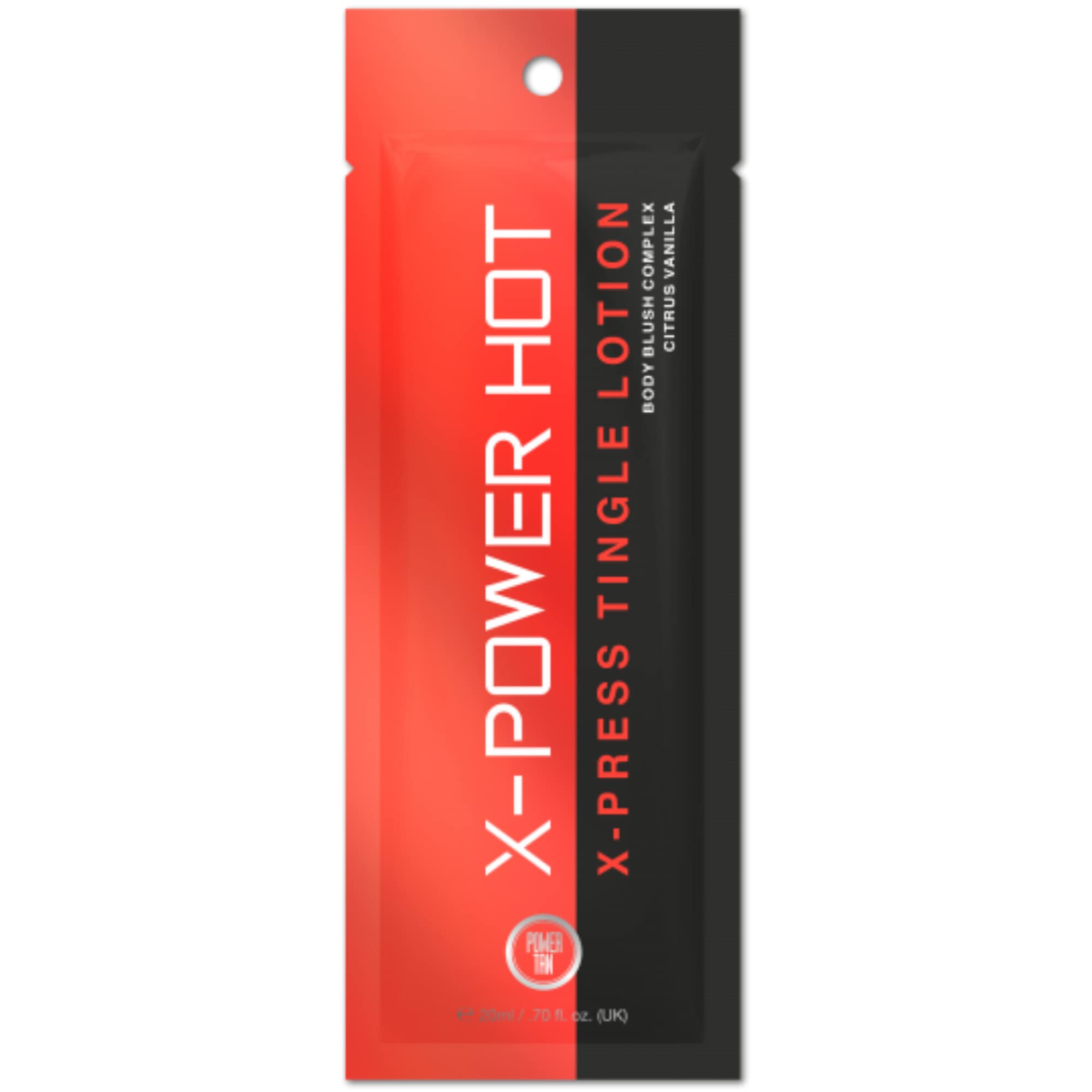 Power Tan X-Power Hot X-Press Tingle Sunbed Tanning Accelerator Cream 20ml – DHA-Free with Vitamin B5, Hemp Hydrating Formula with Citrus Vanilla Fragrance for Deep Dark Tanning