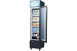 BODEGACOOLER Commercial Refrigerators, Drink Fridge with Glass Door, Tall Beverage Cooler, Single Door Display Refrigerator, for Beer, Soda, 7.71 Cu.ft Capacity