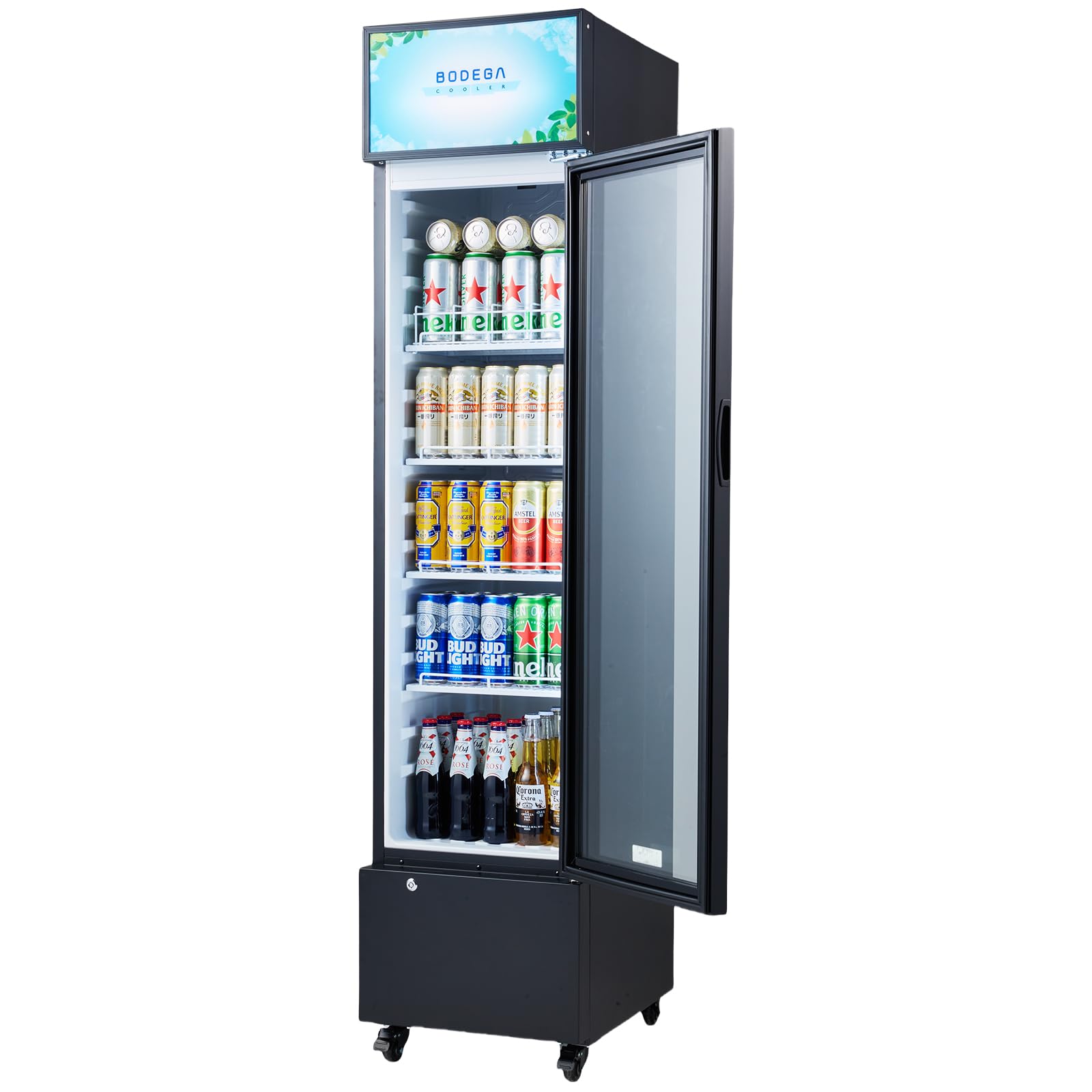 Photo 1 of BODEGACOOLER Commercial Refrigerators, Drink Fridge with Glass Door, Tall Beverage Cooler, Single Door Display Refrigerator, for Beer, Soda, 7.71 Cu.ft Capacity