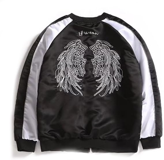 Amazon Habille メンズ フェザー スカジャン 刺繍 ナイロンジャケット 光沢感 メンズ アウター 横須賀 おまけ付 3カラー コート ジャケット 通販