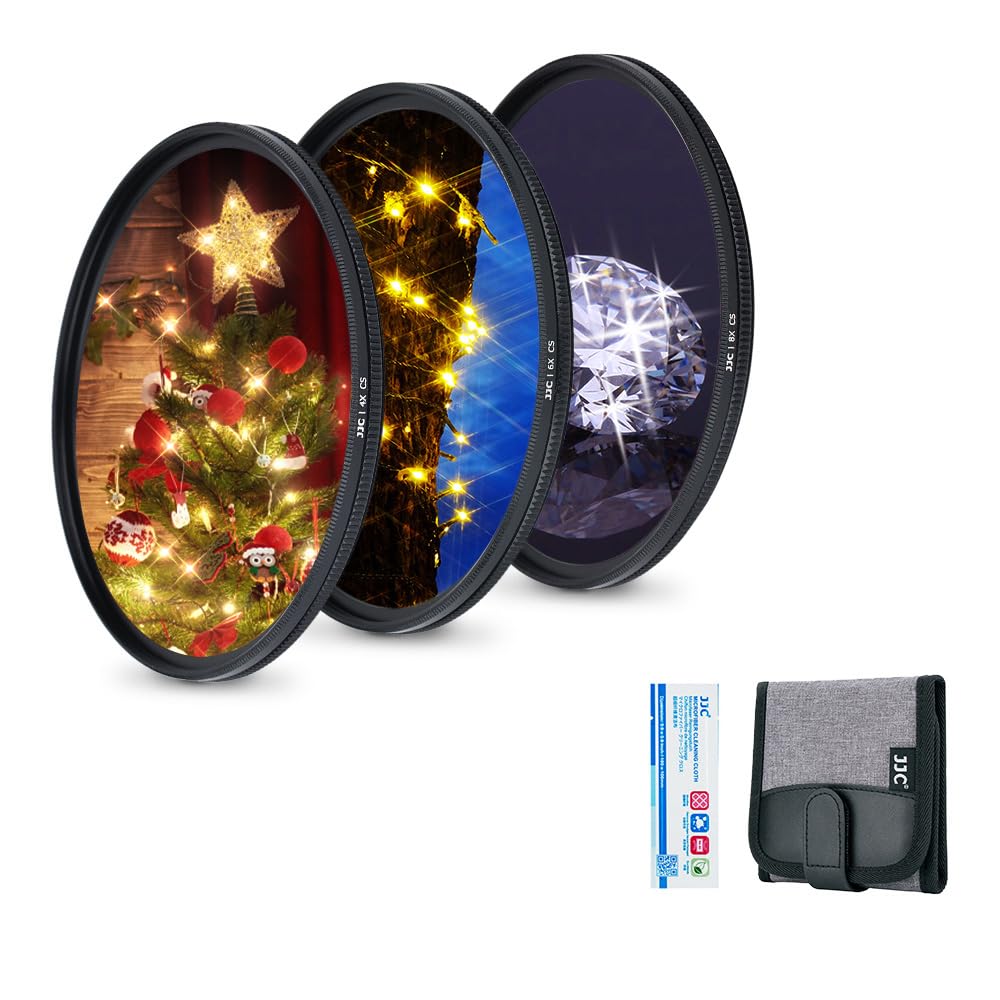 JJC 55mm Optical Glass Variable Star Filter Set (4 Points, 6 Points and 8 Points) for Canon RF-S 18-150mm / EF-M 18-150mm F3.5-6.3, for Sony FE 35mm F1.8/28-70 mm F3.5-5.6 and Other 55mm Thread Lens