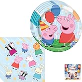 Peppa Pig Party Supplies Set, 16 Count 9-Inch Dinner Plates and Napkins, Birthday Party Decorations for Kids